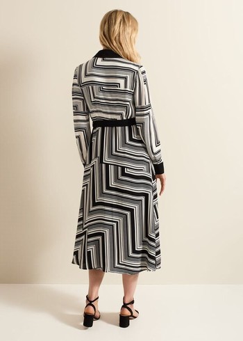 Phase Eight Pia Striped Midaxi Dress Black/Multicolor Canada | BEMJFV-483